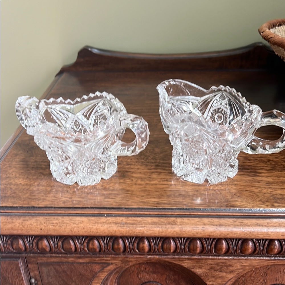 Vintage sugar bowl and creamer